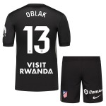 Günstige Fußballtrikots Atlético Madrid Oblak 13 Torwart Kinder 2025-26 Schwarze Kurzarm